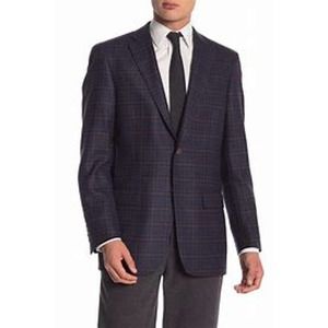 Hart Schaffner Marx Classic Fit Wool Plaid Suit Blazer Jacket Size 46R